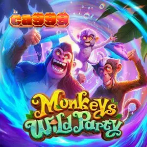 Interface colorida e vibrante do jogo de slot Monkeys Wild Party com temática de selva