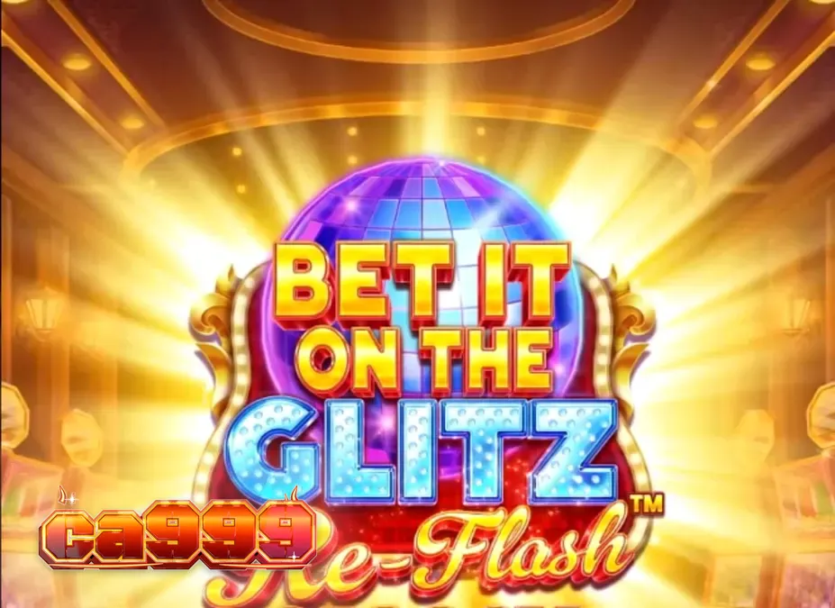 Interface vibrante e luxuosa do jogo Bet It on the Glitz Re-Flash com luzes neon.